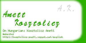 anett kosztolicz business card